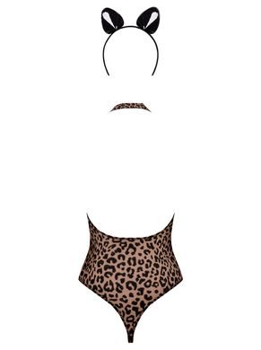 Еротичний костюм леопарда Obsessive Leocatia teddy S/M, боді, обруч з вушками SO7712 фото