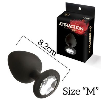 Анальна пробка з кристалом MAI Attraction Toys №48 Black, довжина 8,2 см, діаметр 3,5 см SO4631 фото