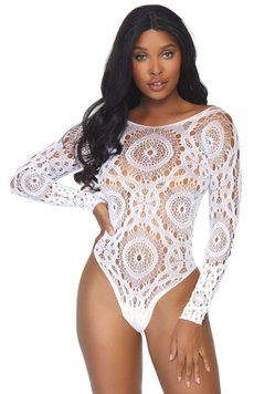 Эротическое боди-бодистокинг Leg Avenue Snap crotch thong back teddy White M/L