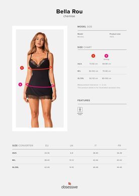 Фото 【Сорочка та трусики Obsessive Bella Rou chemise & thong XS/S】 артикул 【SO7858】 для покупки у FunLove